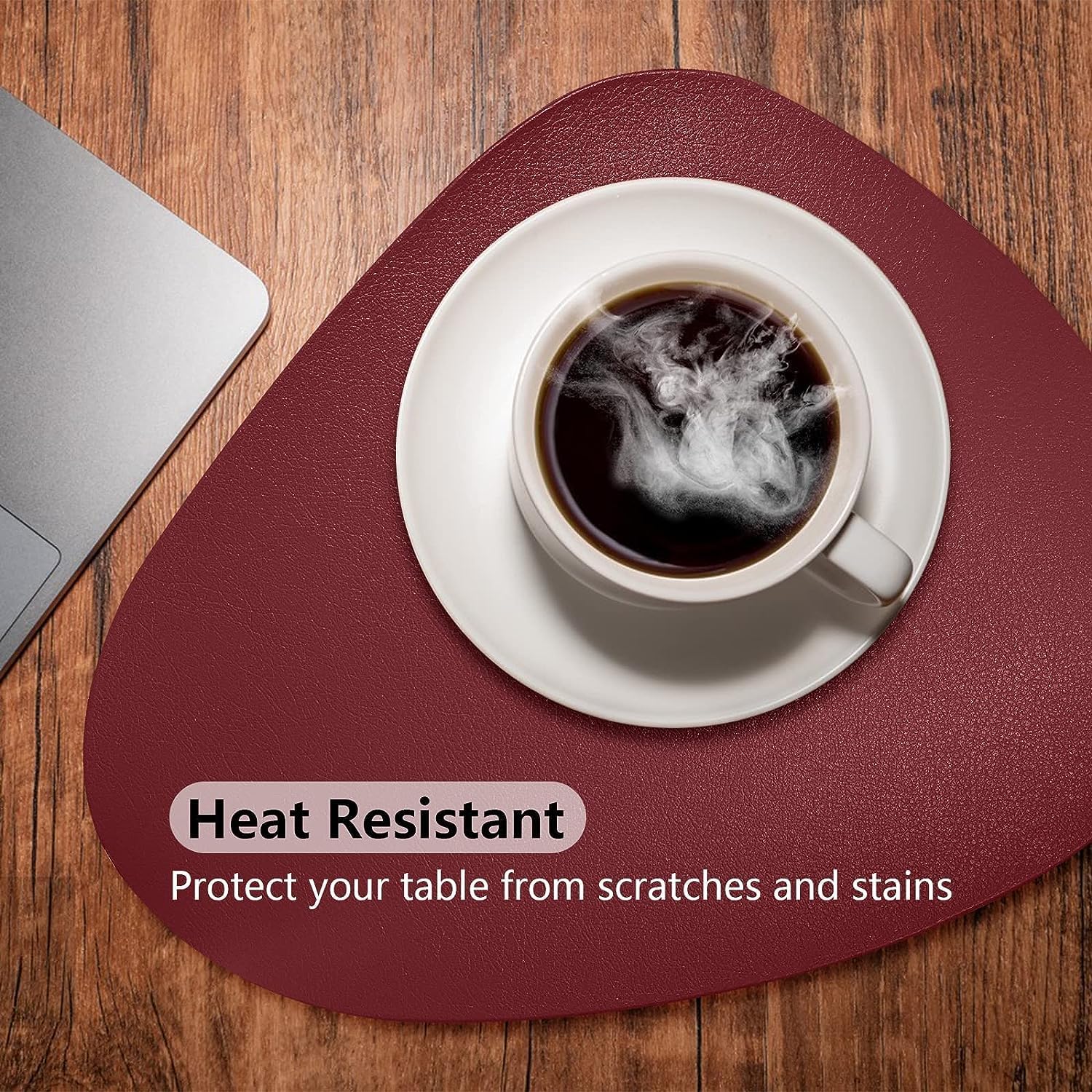 Herda Faux Leather Round Placemats Set of 4 Wipeable Washable Heat Resist Table Mats 24Hr Smart